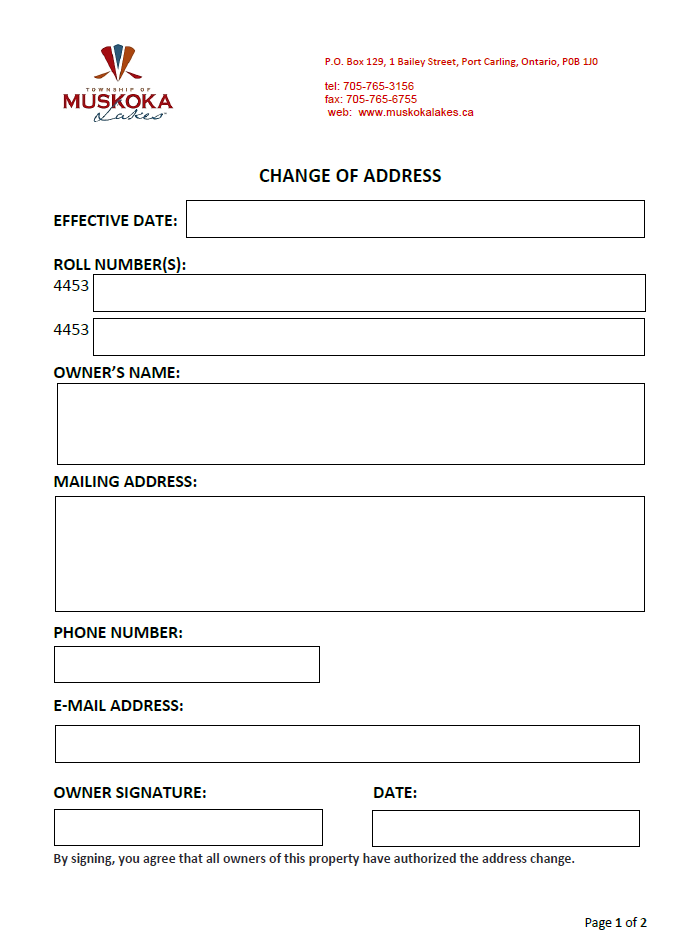 Change of Address form