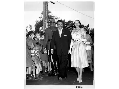 Queen Elizabeth II and former Reeve of Medora and Wood, Archie Pain