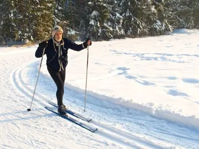 A person cross-country skiing in the Township