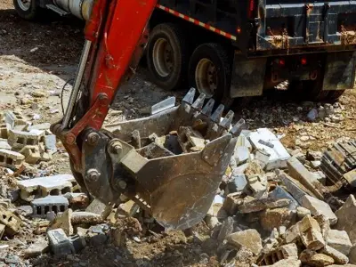 Demolition site at a building